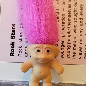 Retro 90's Troll Brooch Hot Pink Vintage